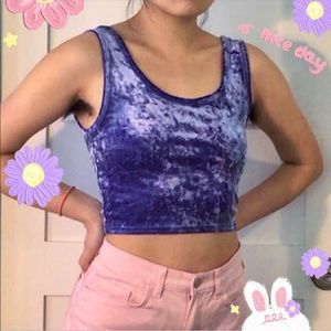 lavender velvet cropped tank top